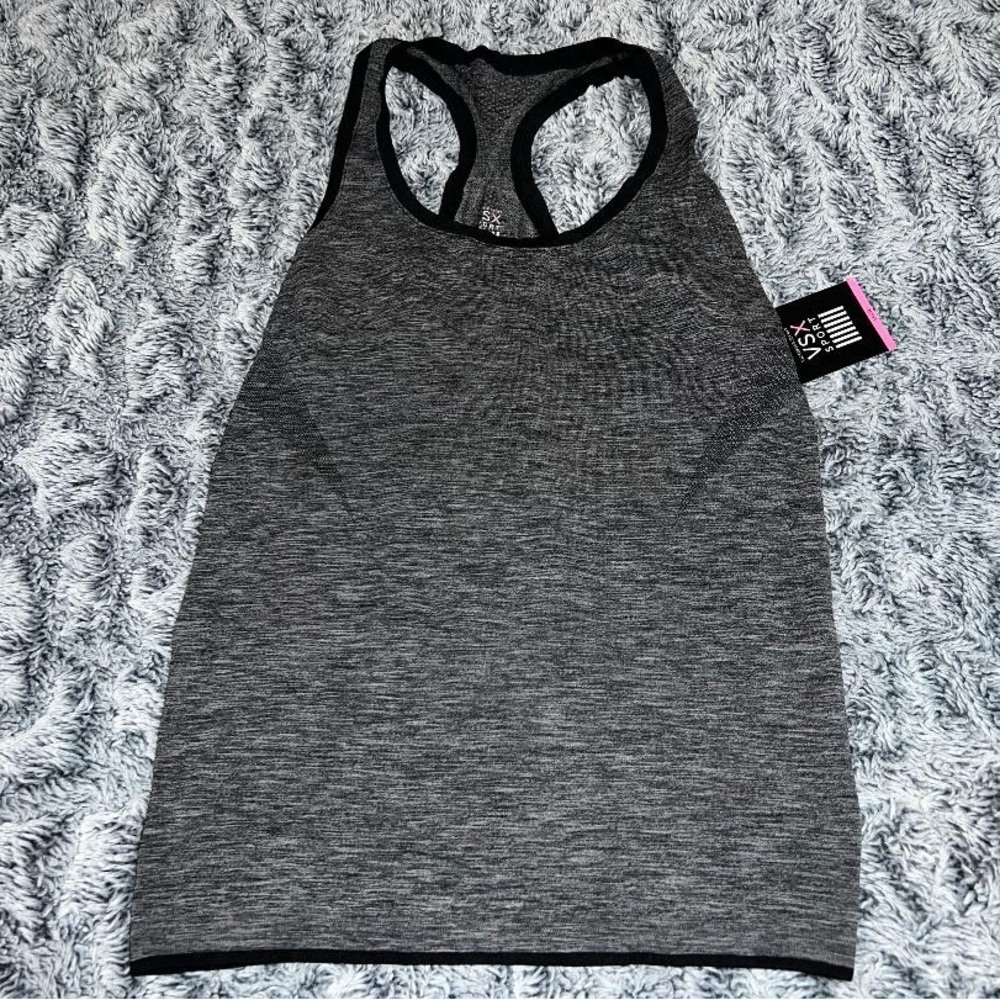 NWT Victoria’s Secret Vintage VS Sport VSX Black & Gray Marl Workout Tank Top L